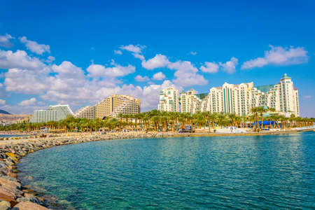 EILAT, ISRAEL, DECEMBER 30, 2018: Hotels in israeli holiday resort Eilat, Israel