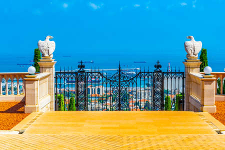 German colony viewed from bahai gardens in Haifa, Israelの写真素材