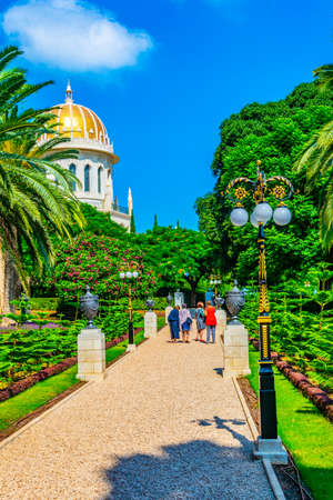 Shrine of the Bab at Bahai gardens in Haifa, Israelの写真素材