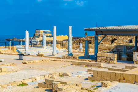 Ruins of ancient bathhouse at Caesarea in Israel