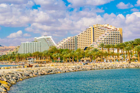 EILAT, ISRAEL, DECEMBER 30, 2018: Hotels in israeli holiday resort Eilat, Israel