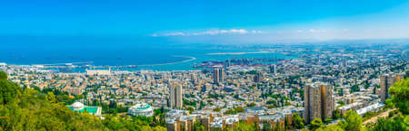 Aerial view of port of Haifa, Israel