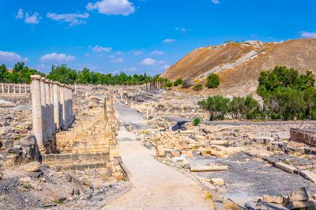 Beit Shean roman ruins in Israelの写真素材