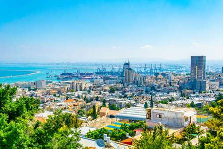 Aerial view of port of Haifa, Israelの写真素材