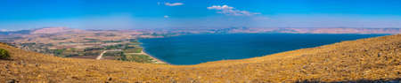 Sea of Galilee viewed from mount Arbel in Israelの写真素材