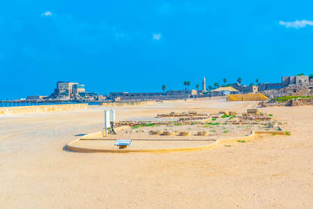Herodian amphitheatre at ancient Caesarea in Israelの写真素材