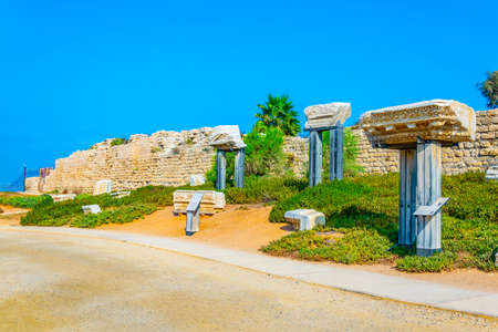 Ruins of ancient Caesarea in Israelの写真素材