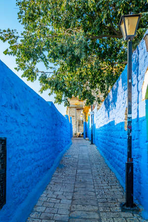View of a narrow street in Tsfat/Safed, Israelの写真素材
