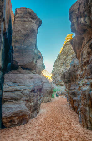Abu Khashaba siq at Wadi Rum desert in jordanの写真素材