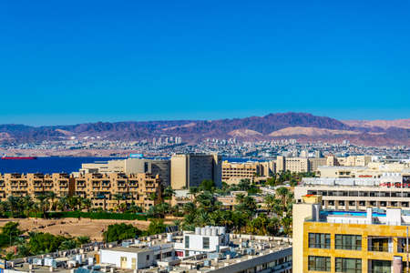 Aerial view of Aqaba gulf in Jordanの写真素材