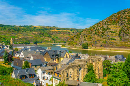 Aerial view of Oberwesel in Germanyの写真素材