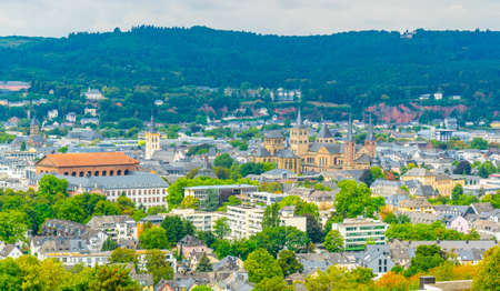Aerial view of Trier from Petrisberg hill, Germany