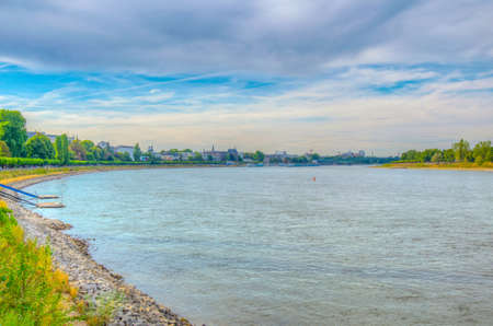 Riverside of Rhein in Bonn in Germanyの写真素材