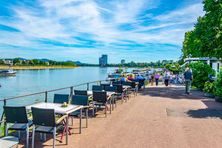 BONN, GERMANY, AUGUST 12, 2018: Riverside of Rhein in Bonn in Germanyのeditorial素材