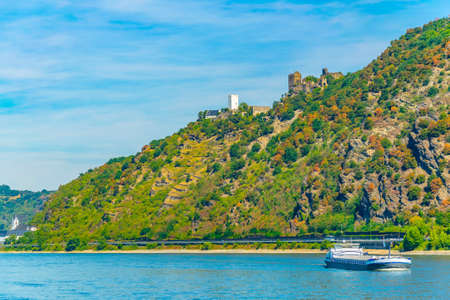 Burg Liebenstein overlooking Rhein river in Germany