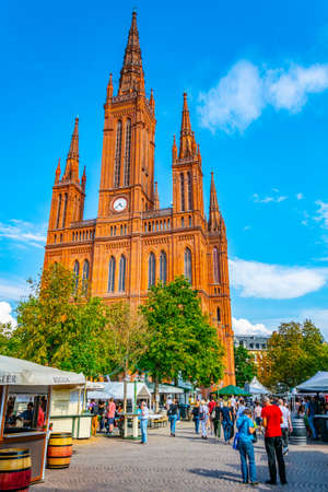 WIESBADEN, GERMANY, AUGUST 17, 2018: Marktkirche in Wiesbaden, germanyのeditorial素材