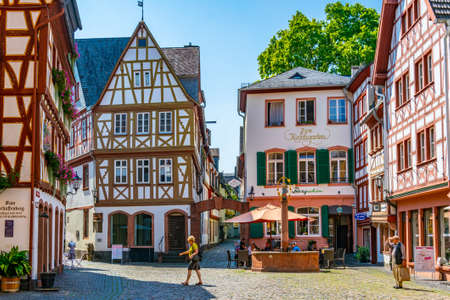 MAINZ, GERMANY, AUGUST 17, 2018: Classical timber houses in the center of Mainz, Germanyのeditorial素材