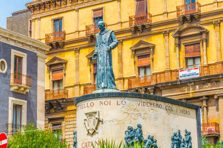 CATANIA, ITALY, APRIL 27, 2017: Monument of cardinal Dusmet in Catania, Sicily, Italyのeditorial素材