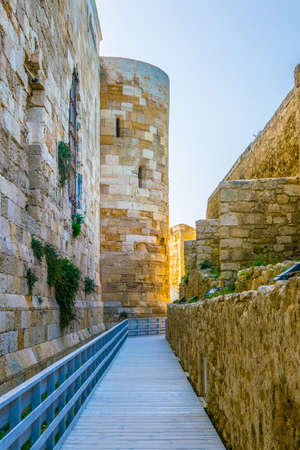 View of the castello maniace in Syracuse, Sicily, Italyのeditorial素材