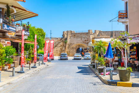 FAMAGUSTA, CYPRUS, AUGUST 29, 2017: People are strolling through Lima Yolu street in the center of Famagusta, Cyprusのeditorial素材