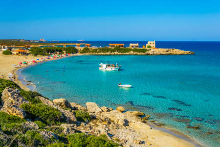 DIPKARPAZ, CYPRUS, AUGUST 27, 2017: View of a small beach on Karpaz peninsula on Cyprus