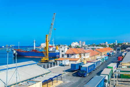 FAMAGUSTA, CYPRUS, AUGUST 28, 2017: View of a port in Famagusta during a sunny summer day, Cyprusのeditorial素材