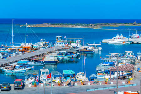 FAMAGUSTA, CYPRUS, AUGUST 28, 2017: View of a port in Famagusta during a sunny summer day, Cyprusのeditorial素材
