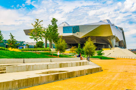 LYON, FRANCE, JULY 22, 2017: Musee des Confluences is a science and anthropology museum situated on confluence of Saone and Rhone rivers in Lyon, Franceのeditorial素材
