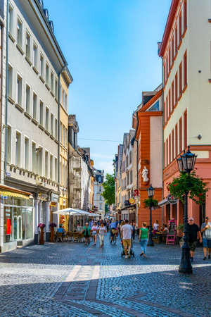 MAINZ, GERMANY, AUGUST 17, 2018: Tourists are strolling through the center of Mainz, Germany