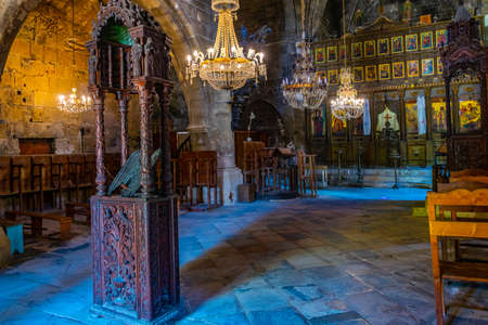 BEYLERBEYI, CYPRUS, AUGUST 26, 2017: Interior of the Bellapais abbey at Beylerbeyi village in Northern Cyprusのeditorial素材