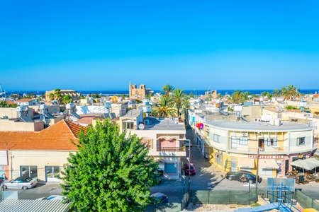 FAMAGUSTA, CYPRUS, AUGUST 28, 2017: Old town of Famagusta with Lala Mustafa Pasa Mosque, Cyprus