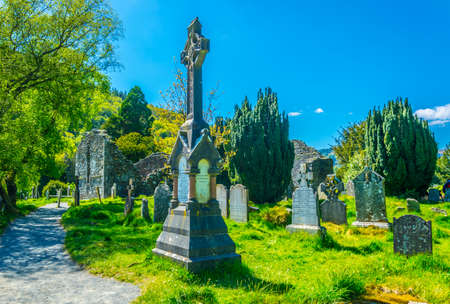 An Ancient cemetery in Glendalough settlement, Irelandのeditorial素材