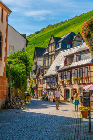 BACHARACH, GERMANY, AUGUST 16, 2018: View of a street in the center of Bacharach, Germanyのeditorial素材