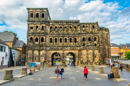 TRIER, GERMANY, AUGUST 14, 2018: View of famous Porta Negra in trier, Germanyのeditorial素材