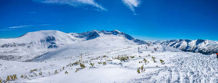 Musala mountain, the highest peak of Bulgaria, and surrounding mountains in Bulgaria during winter