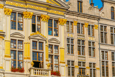 Colorful facades of houses situated on Grote Markt in Brussels, Belgiumの写真素材
