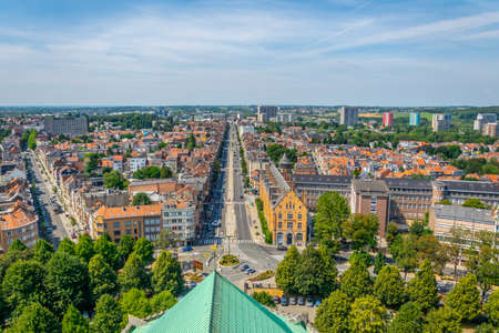 Panorama of Brussels from Koekelberg basilica in Belgiumの写真素材