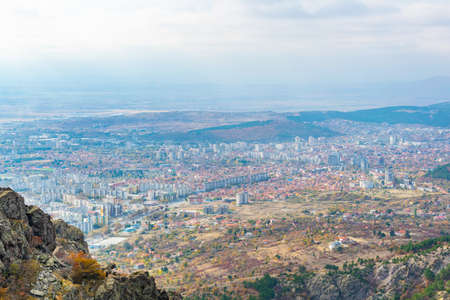 Aerial view of Sliven from Karandila peak, Bulgariaの写真素材