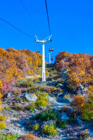 Chair lift to the Karandila mountain near Sliven, Bulgariaの写真素材