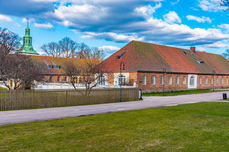 Typical wooden houses in the old town of Fredrikstad in Norway