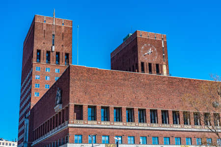 Detail of town hall in Oslo, Norway