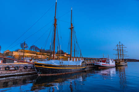 Marina in front of the Akershus fort in Oslo, Norway