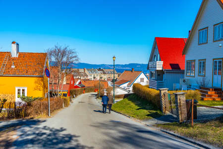 Typical wooden houses in a residential district of Trondheim, Norway