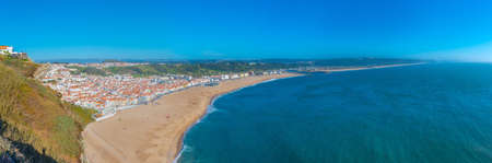 Aerial view of Portuguese seaside town Nazareの写真素材