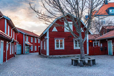 Timber buildings in Gamla stan part of Vasteras, Sweden