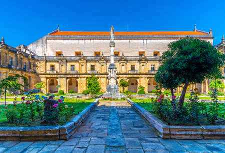 Cloister of monastery of Santa Clara a Nova at Coimbra, Portugalの写真素材