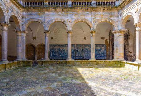 Inner courtyard of the cathedral of Viseu, Portugalの写真素材