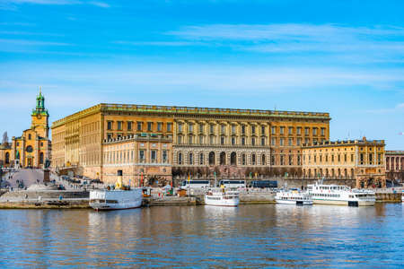 View of Gamla Stan and The Royal Palace in Stockholm, Sweden.のeditorial素材