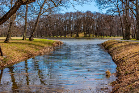 English park at grounds of Drottningholm Palace in Swedenのeditorial素材