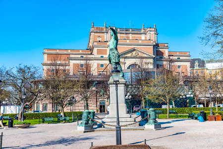Statue of King Karl XII in fronnt of the Swedish royal opera in stockholm, Sweden